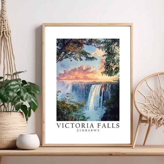 Victoria Falls Zimbabwe Travel Poster Art Print Wall Dcor