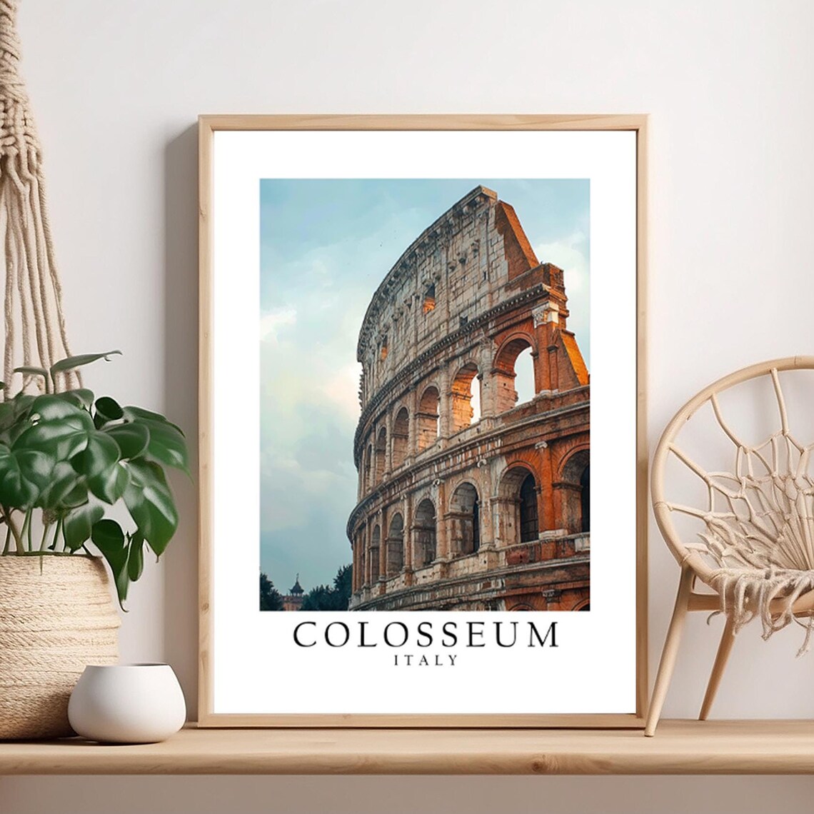 Colosseum Rome Italy Ancient Landmark Golden Sunset Travel Art Print