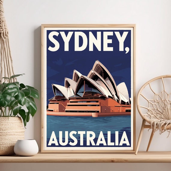 Sydney Australia Vintage Retro Style Art Print Travel Poster Wall Dcor