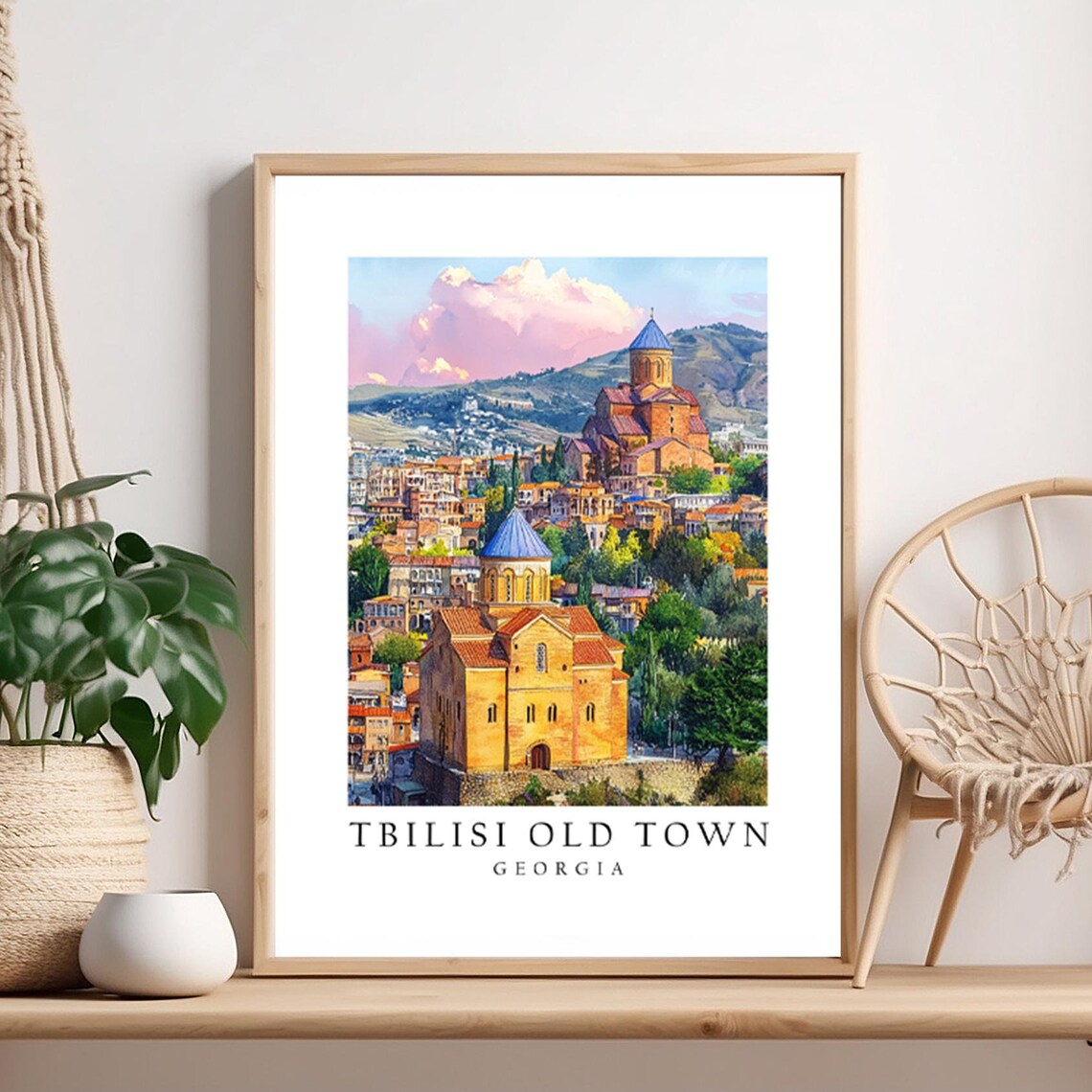 Tbilisi Old Town Georgia Churches And Hills Travel Art Poster