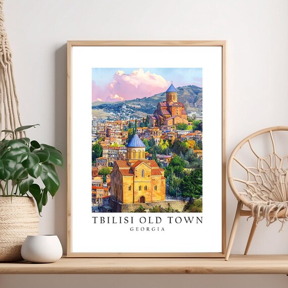 Tbilisi Old Town Georgia Churches And Hills Travel Art Poster