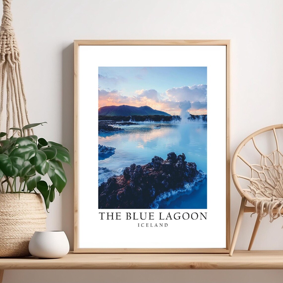 Dreamy Blue Lagoon Iceland Geothermal Spa Sunset Travel Poster