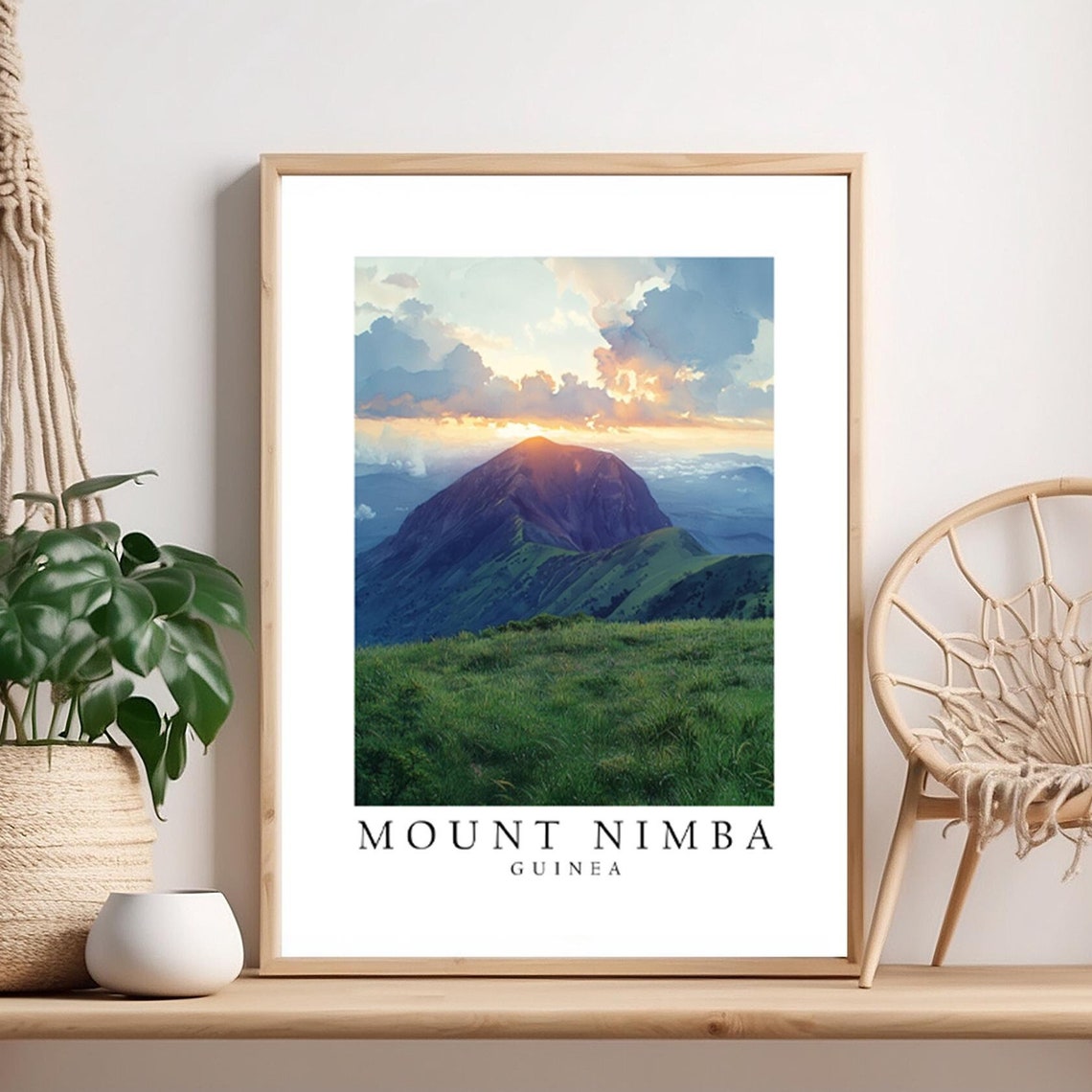 Mount Nimba Guinea Lush Green Mountain Sunset Summit Travel Poster