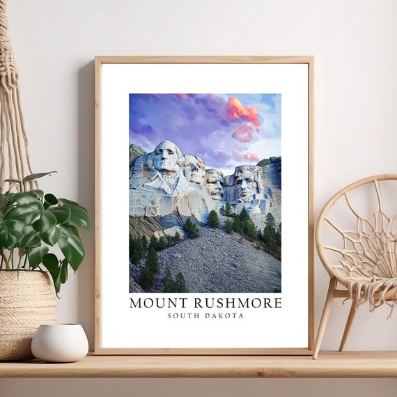 Mount Rushmore South Dakota Watercolor National Memorial Poster