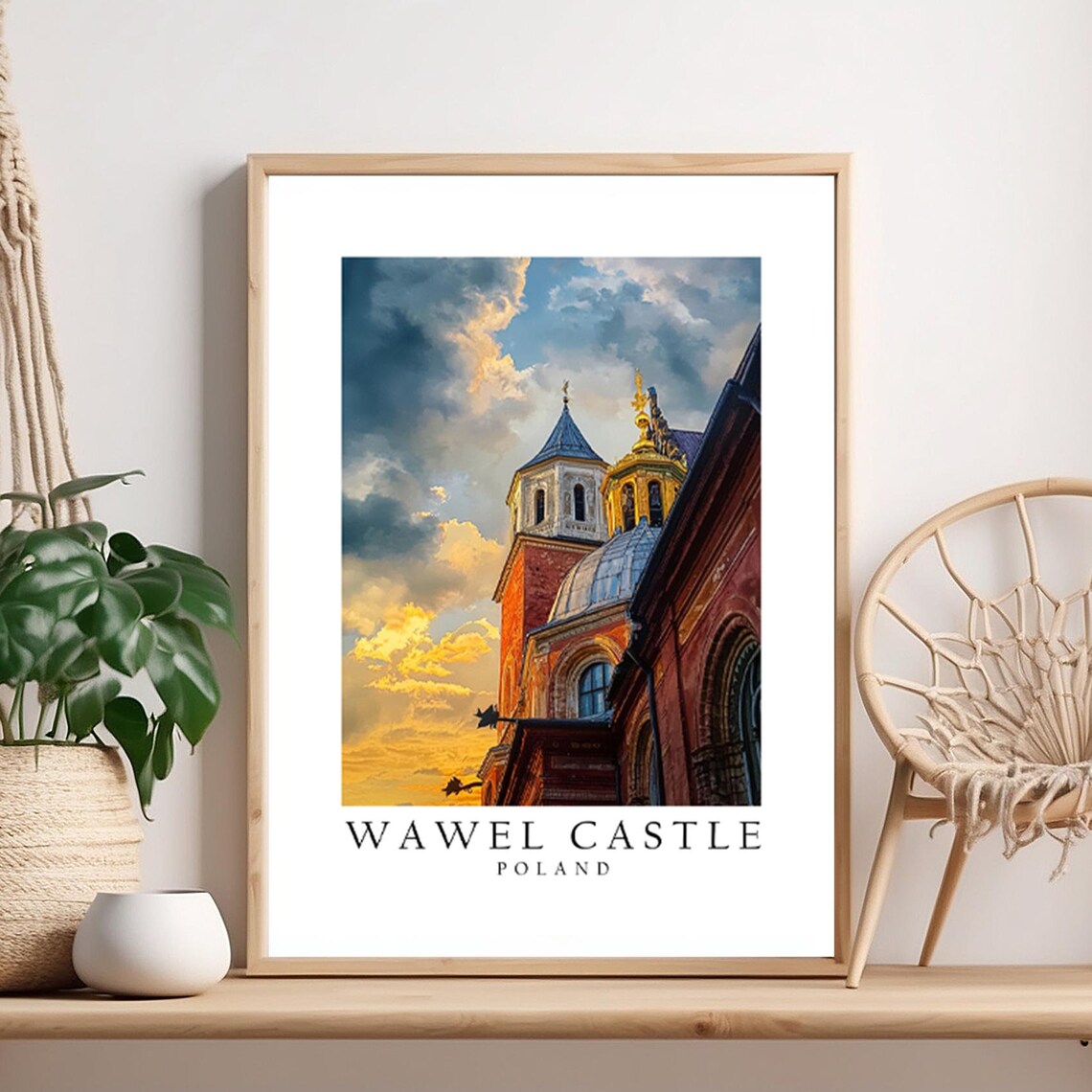 Wawel Castle Krakow Poland Golden Sunset Towers Travel Poster