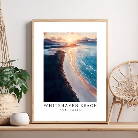 Whitehaven Beach Australia Travel Poster Art Print Wall Dcor