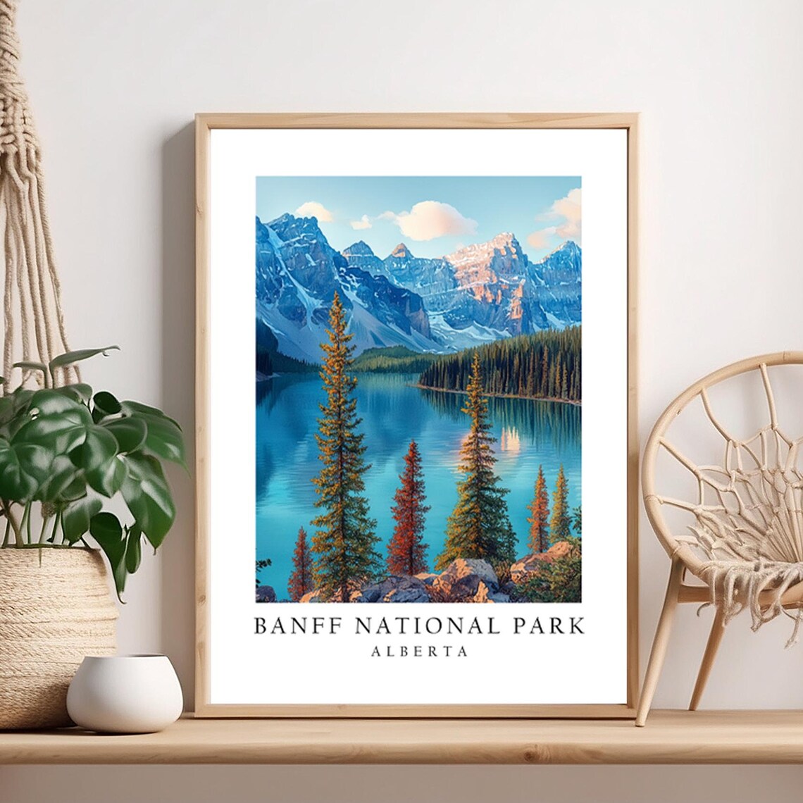Banff National Park Alberta Turquoise Lake Mountain Travel Poster
