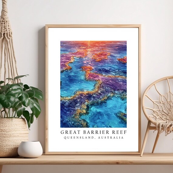 Great Barrier Reef Coral In Australia Travel Poster Art Print Wall Dcor