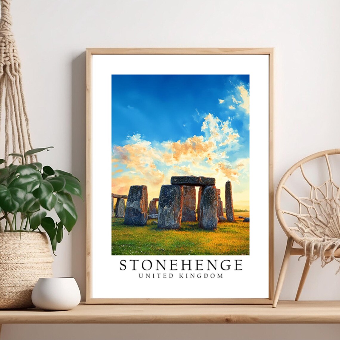 Stonehenge United Kingdom Sunset Ancient Stones Travel Poster