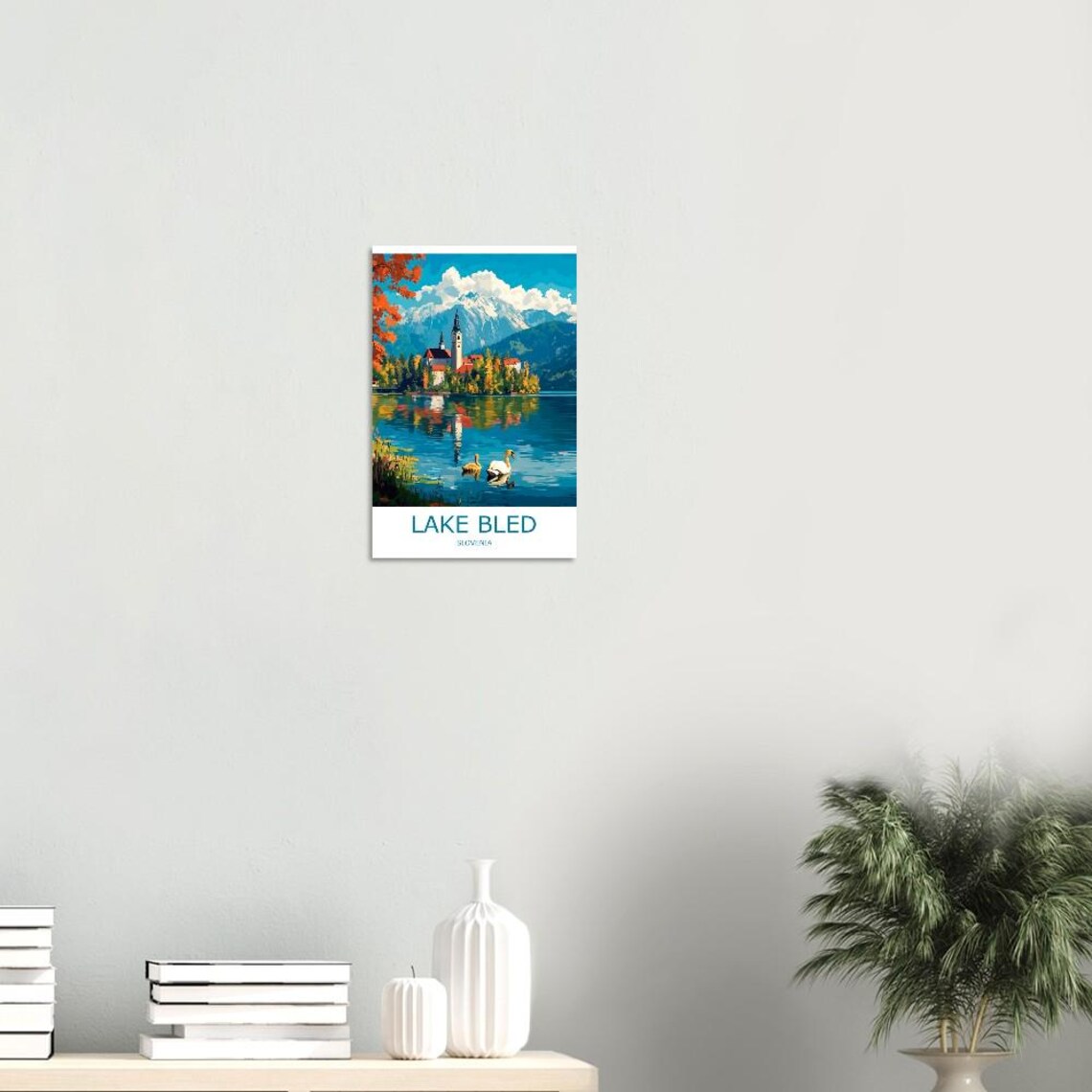 Lake Bled Island Church Swans and Julian Alps Slovenia Poster - Image 3