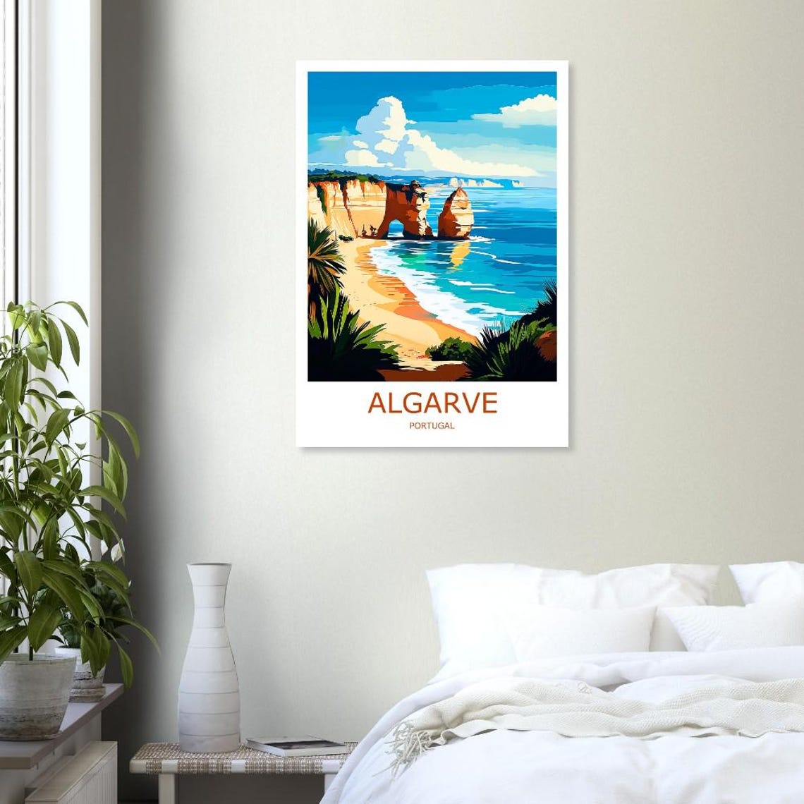 Algarve Golden Sea Cliffs Sandy Beach and Sea Arch Portugal Poster - Image 3