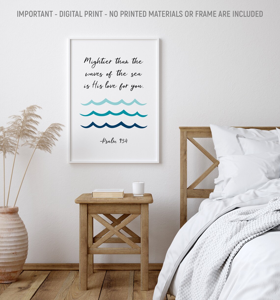 Mightier Than The Waves Psalm 93:4 Ocean Waves Scripture Poster - Image 2