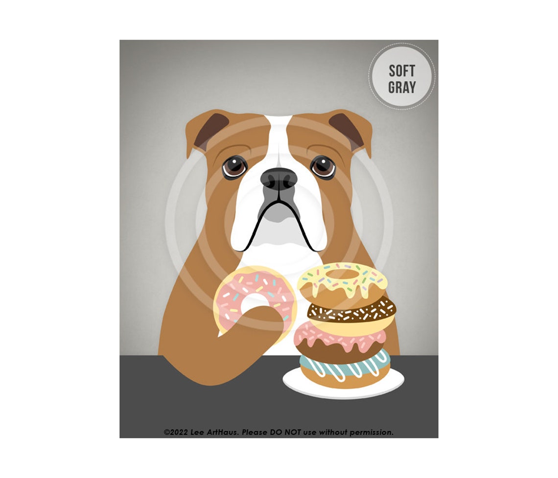 520dp Dog Art Prints English Bulldog Eating Donut Wall Art Donut Print Donut Art English Bulldog Print Dog Print Kitchen Decor - Image 3