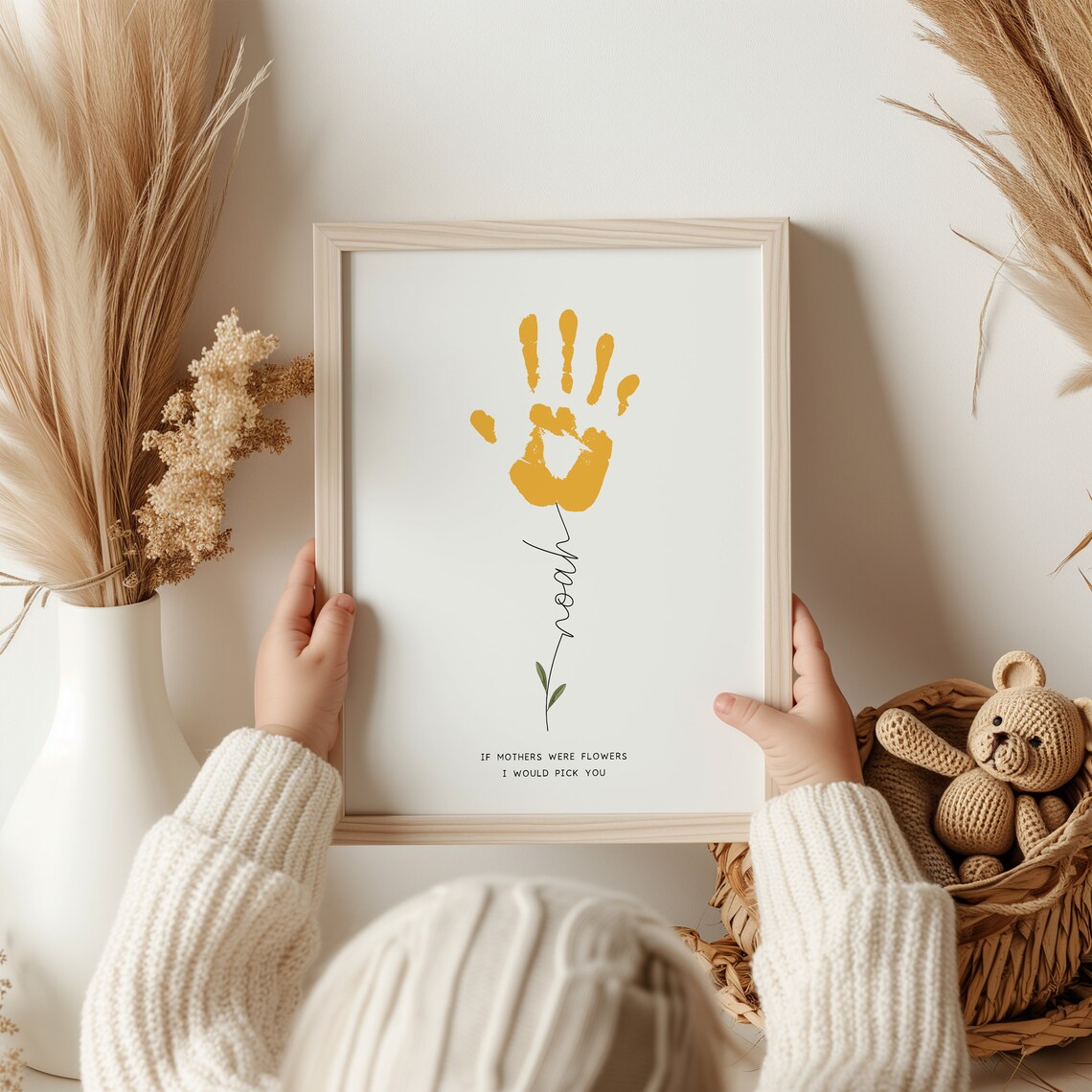 Personalised Flower Handprint Art Print for Mum