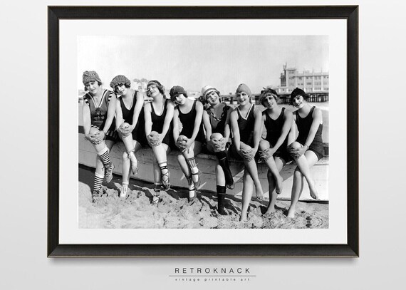 Sennett Bathing Beauties 1920s Swimsuit Vintage Beach Photo Art Poster