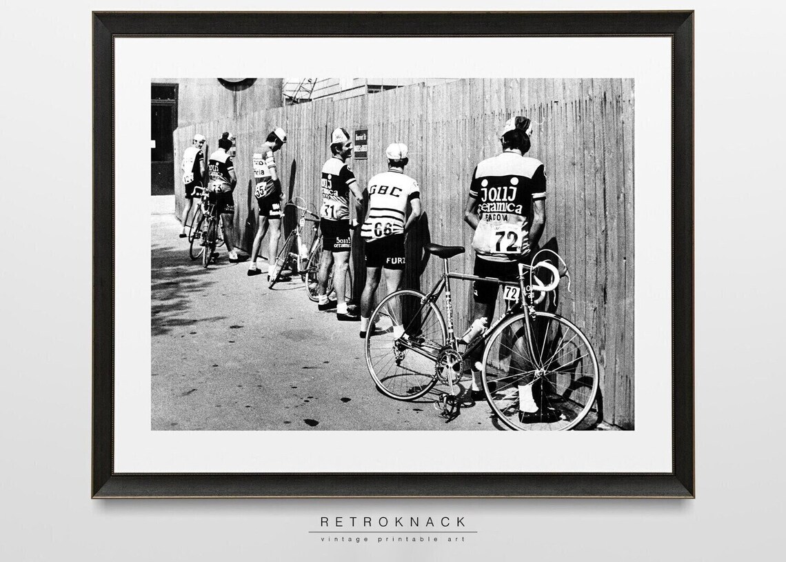 Vintage Cyclists Rest Stop Black White Cycling Race Photo Art Poster