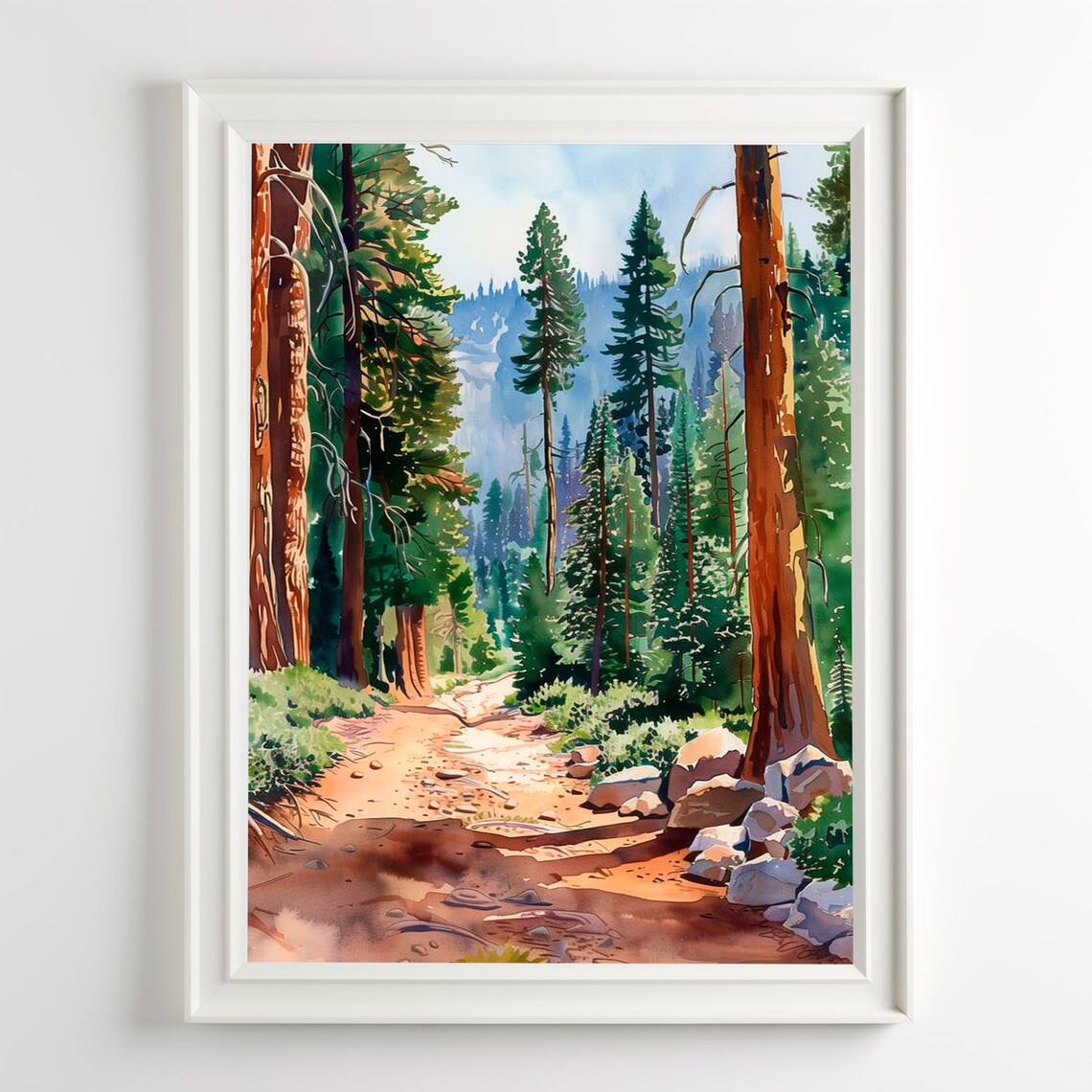 Kings Canyon Watercolor Art Print, Sequoia Landscape