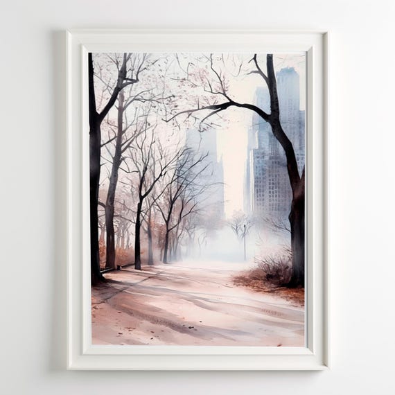 Central Park Art Nyc Wall Decor City Foggy Print Urban Landscape