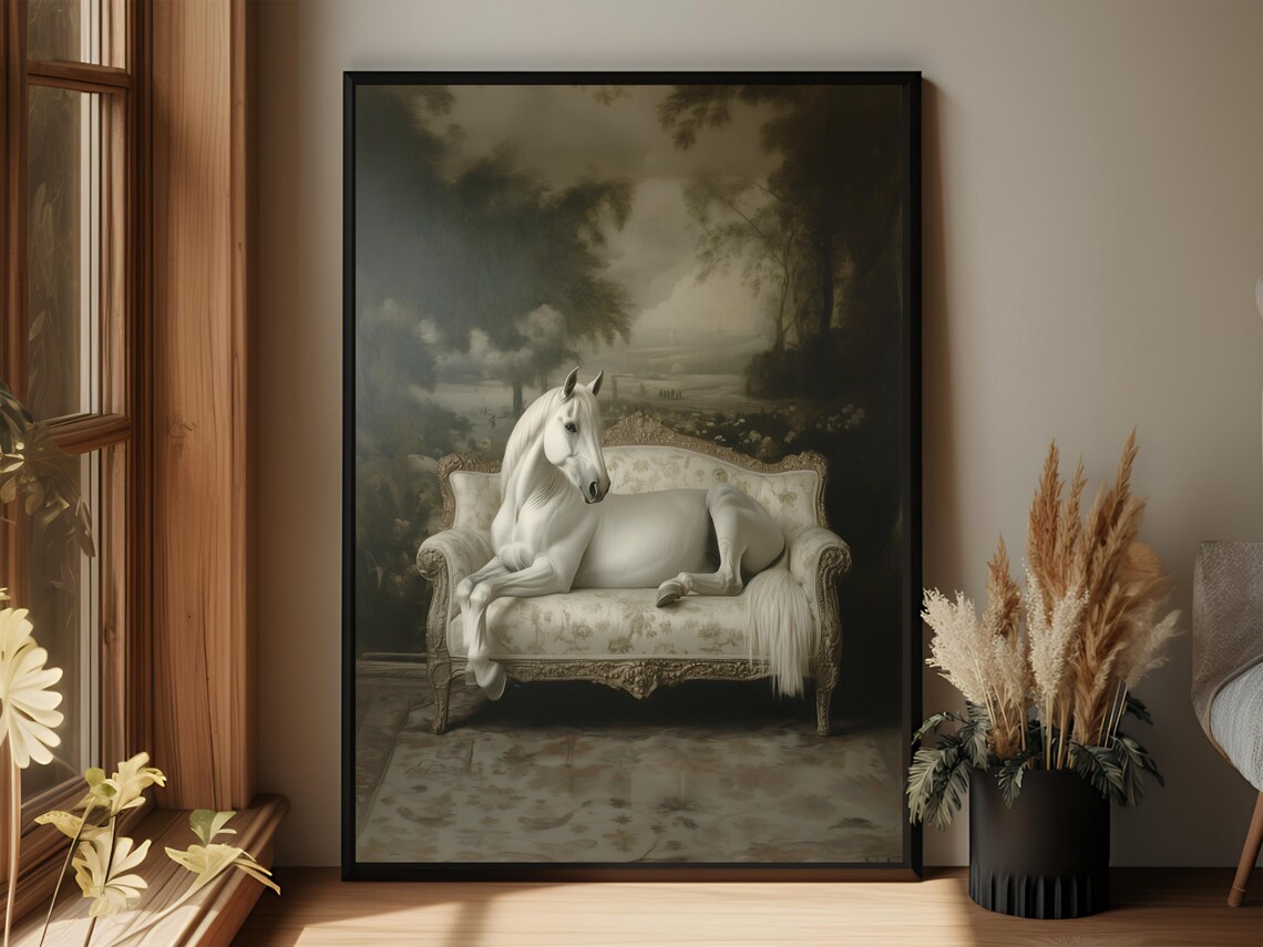 Antique Horse Art Vintage Poster, Home Office Decor