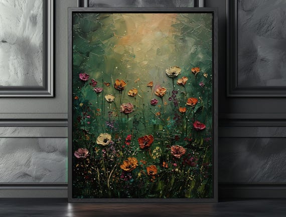 Moody Floral Wall Art Dark Botanical Flower Print Vintage Garden Artwork Dramatic Decor For Bedroom Or Living Room