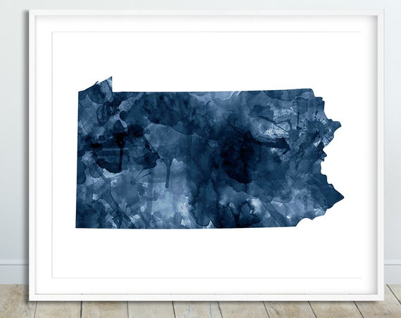 Pennsylvania State Map Silhouette, Modern Art Print