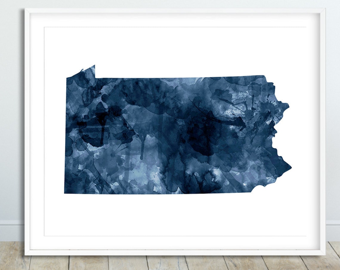 Pennsylvania State Map Silhouette, Modern Art Print