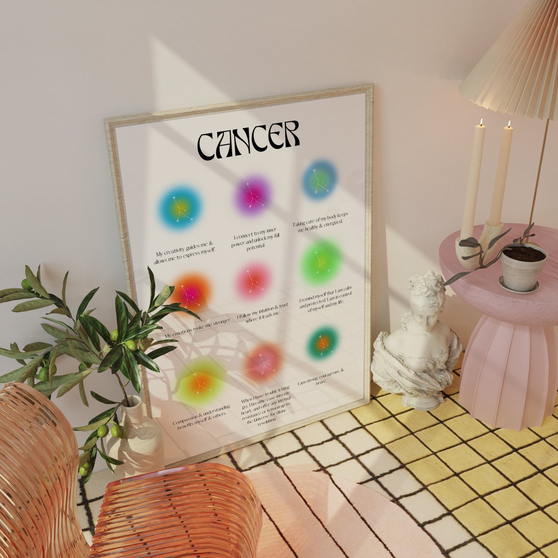Cancer Zodiac Print Cancer Zodiac Gifts Cancer Poster Zodiac Wall Art Cancer Astrology Zodiac Cancer Wall Art - Image 3