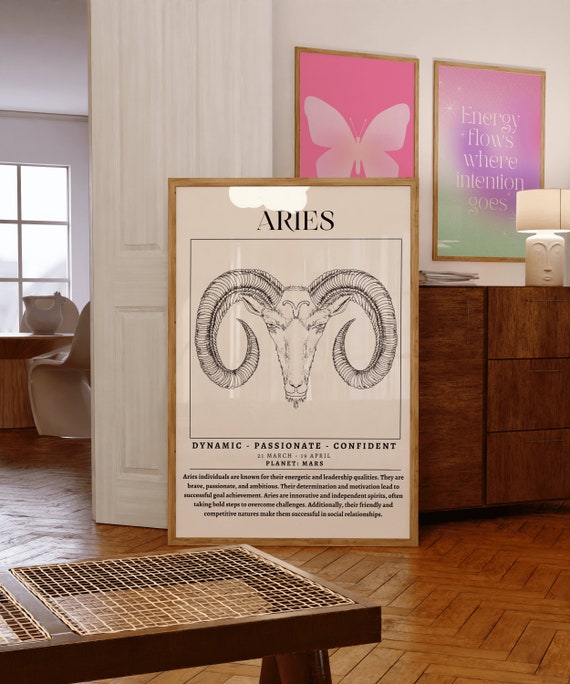 Aries Poster Aries Gifts Aries Zodiac Print Aries Birthday Gifts Women Aries Affirmation Poster Astrology Print