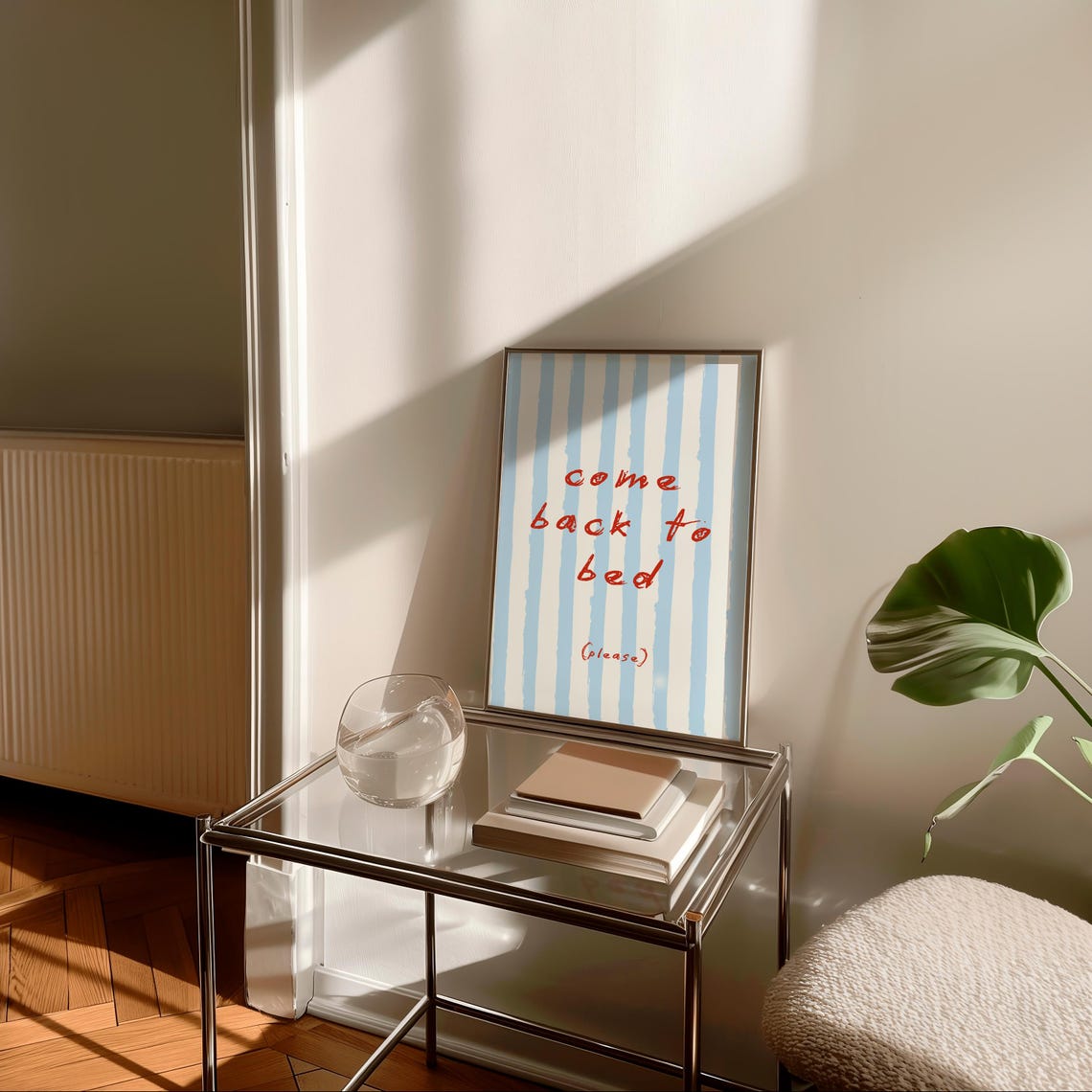 Come Back to Bed Funny Bedroom Striped Doodle Handwritten Wall Poster - Image 2