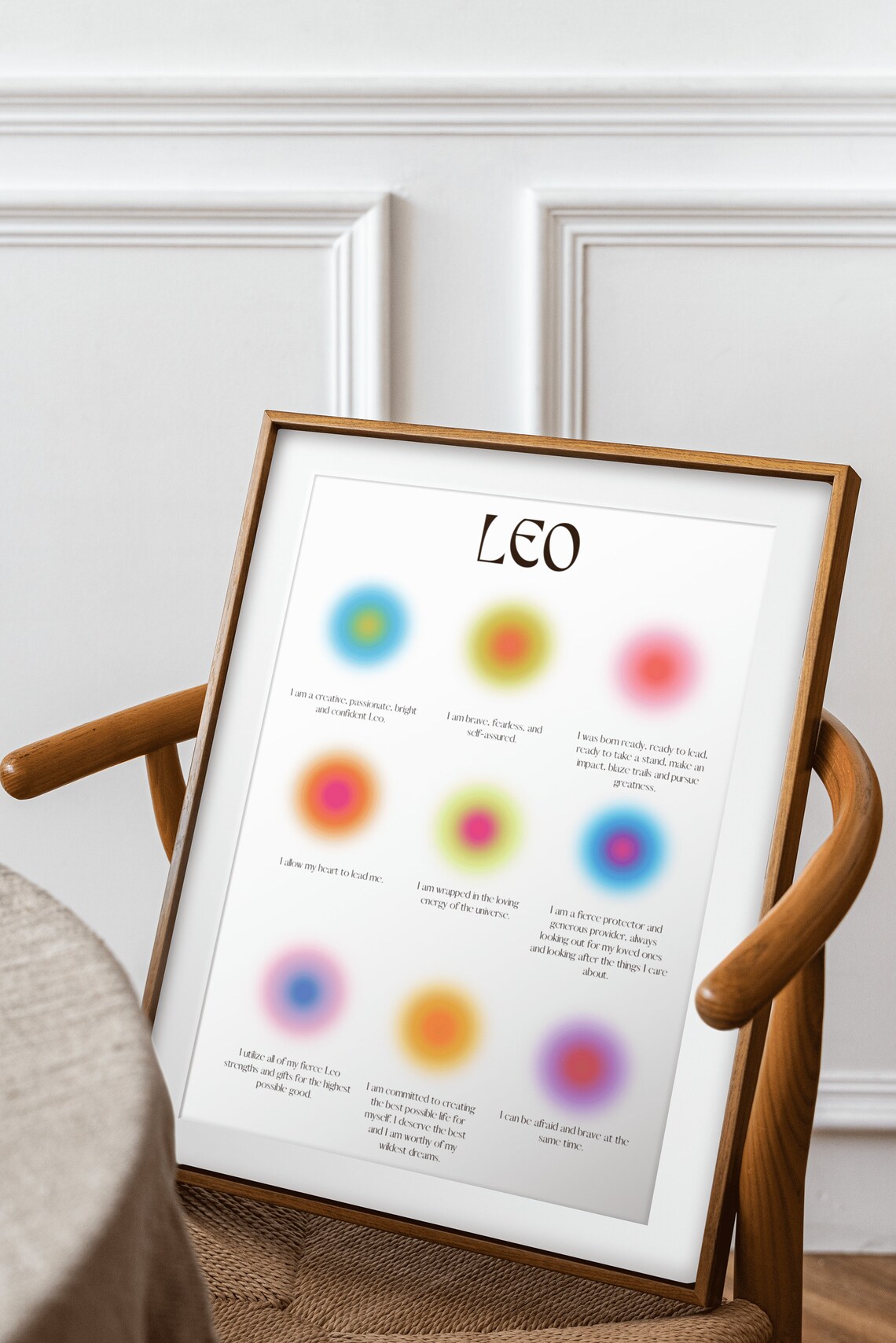 Leo Zodiac Affirmation Aura Poster in Bold Colors for Fire Sign Birthday Gift - Image 3