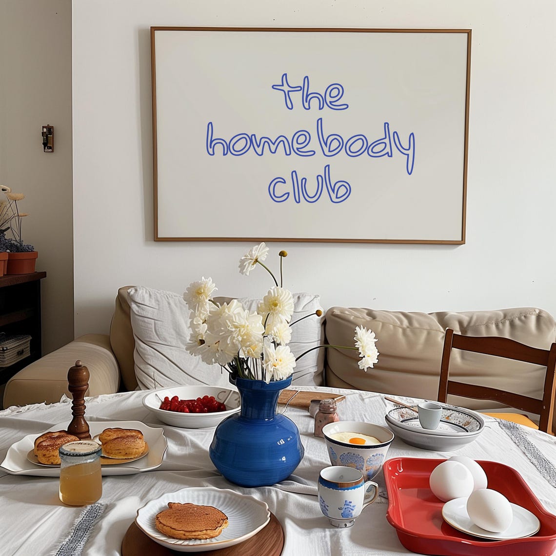The Homebody Club Funny Minimalist Blue Doodle Typography Wall Poster - Image 4