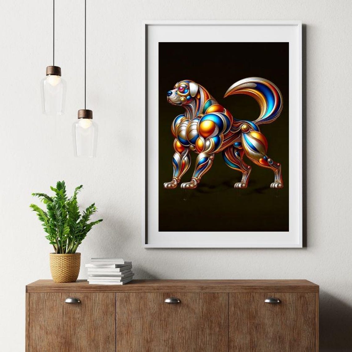 Muscular Gold Blue Metallic Bodybuilder Dog Modern Art Poster - Image 2