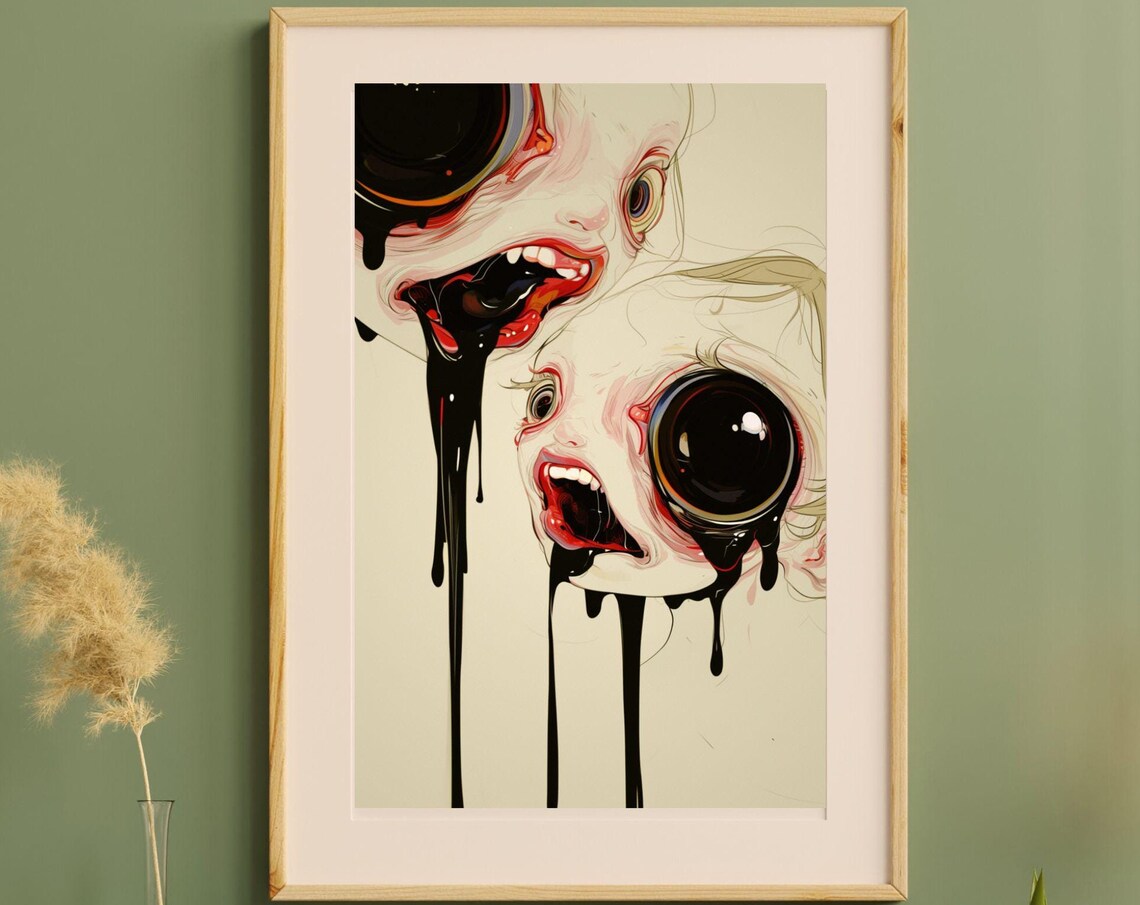 Drippy Girls No1 Unique Canvas Art Print