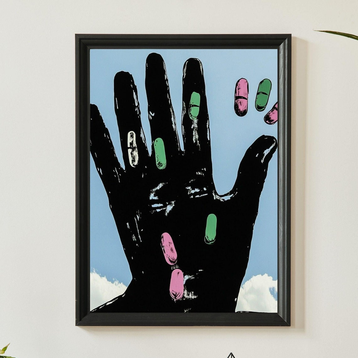 Oversized Black Hand Colorful Painted Nails Bold Pop Art Poster