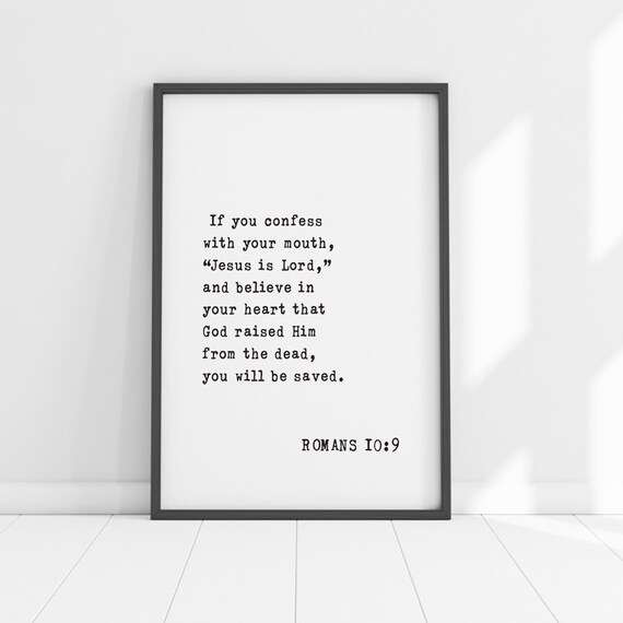 Romans 109 Confess Jesus Is Lord Typewriter Scripture Decor Poster