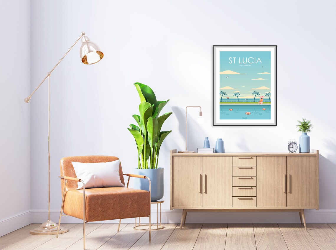 St Lucia Retro Travel Poster, Coastal Decor Art Print - Image 2