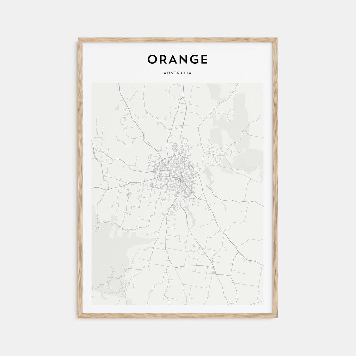 Orange Australia Minimalist Street Map City Travel Art Poster