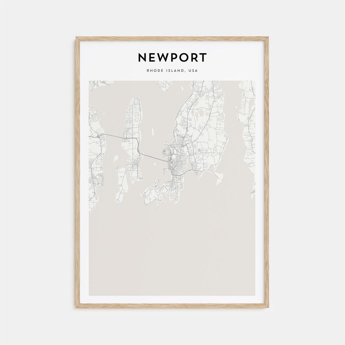 Newport Rhode Island Minimalist City Street Map Travel Decor Poster
