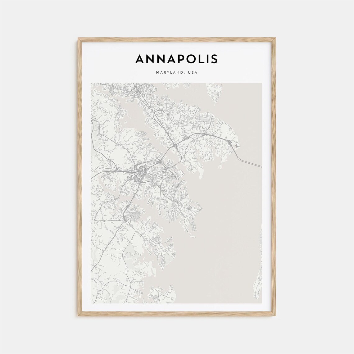 Annapolis Maryland Fine Line City Street Map Modern Wall Decor Poster