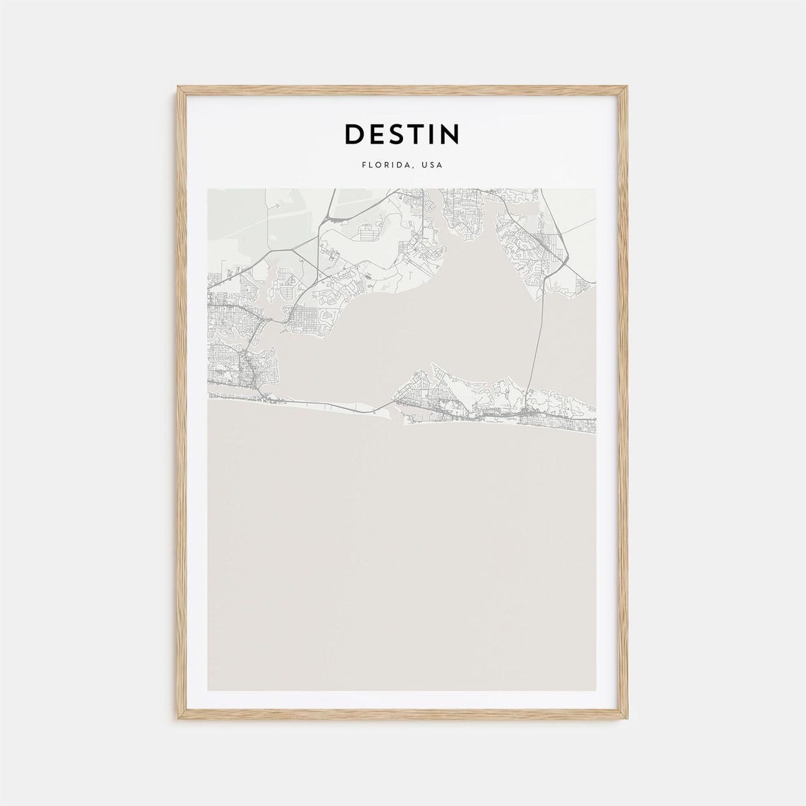 Destin Florida Emerald Coast Minimalist Beach Town Map Decor Poster