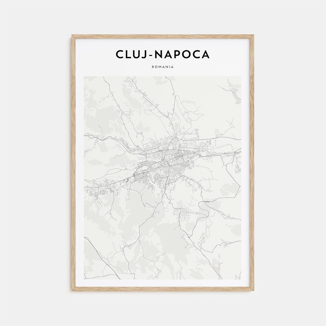 Cluj-Napoca Romania Minimalist City Street Map Travel Poster