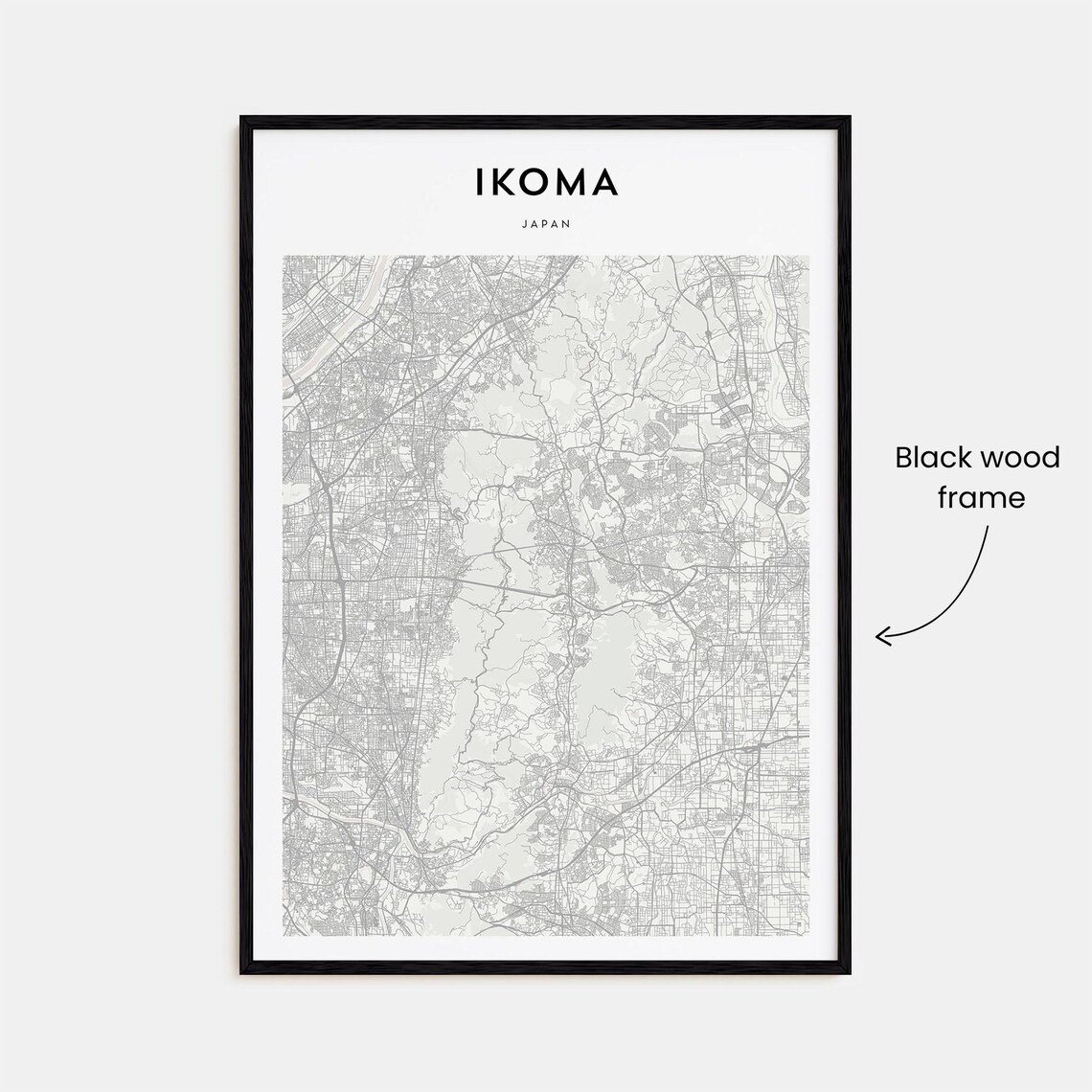 Ikoma Japan Kansai Region Minimalist City Street Map Travel Poster - Image 3