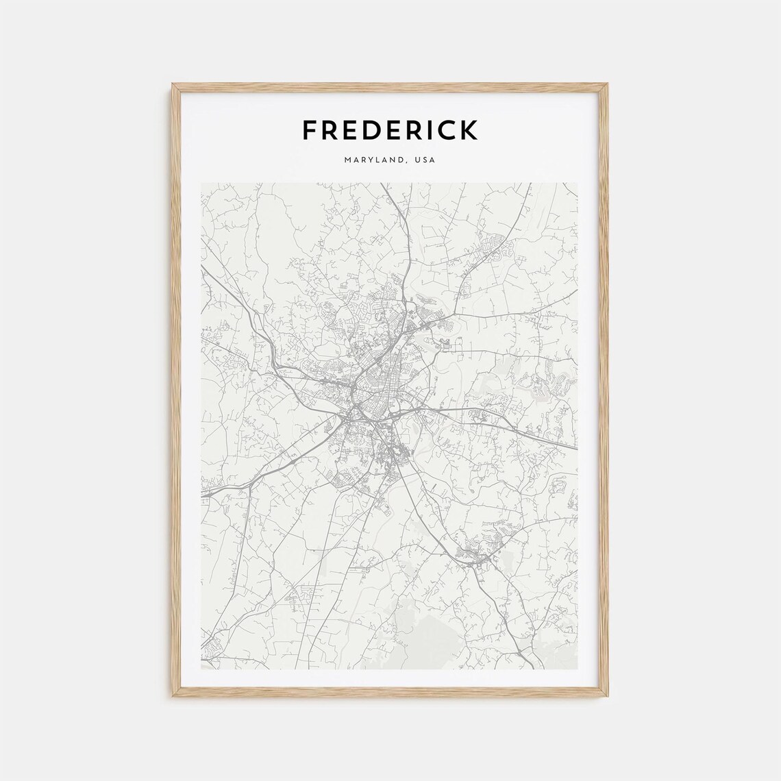 Frederick Maryland USA Minimalist Street Map Line Art Poster