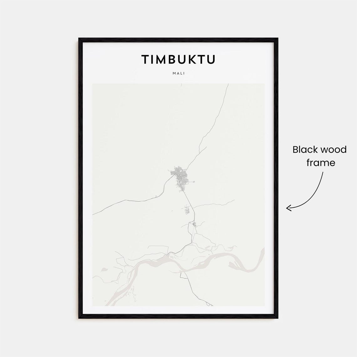 Timbuktu Mali Minimalist Desert River Map Line Art Travel Poster - Image 3