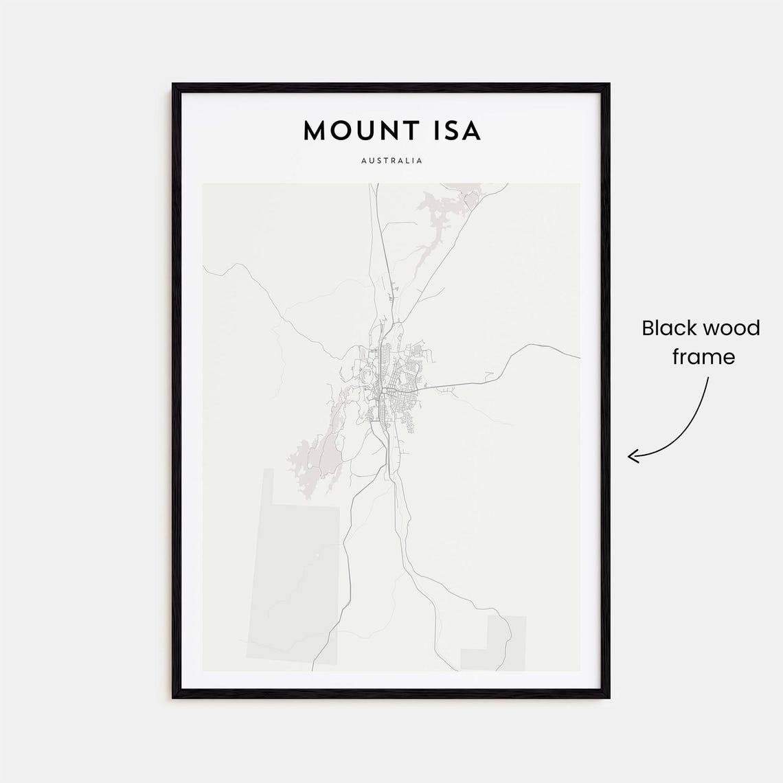 Mount Isa Australia Minimalist Town Street Map Black White Art Poster - Image 3