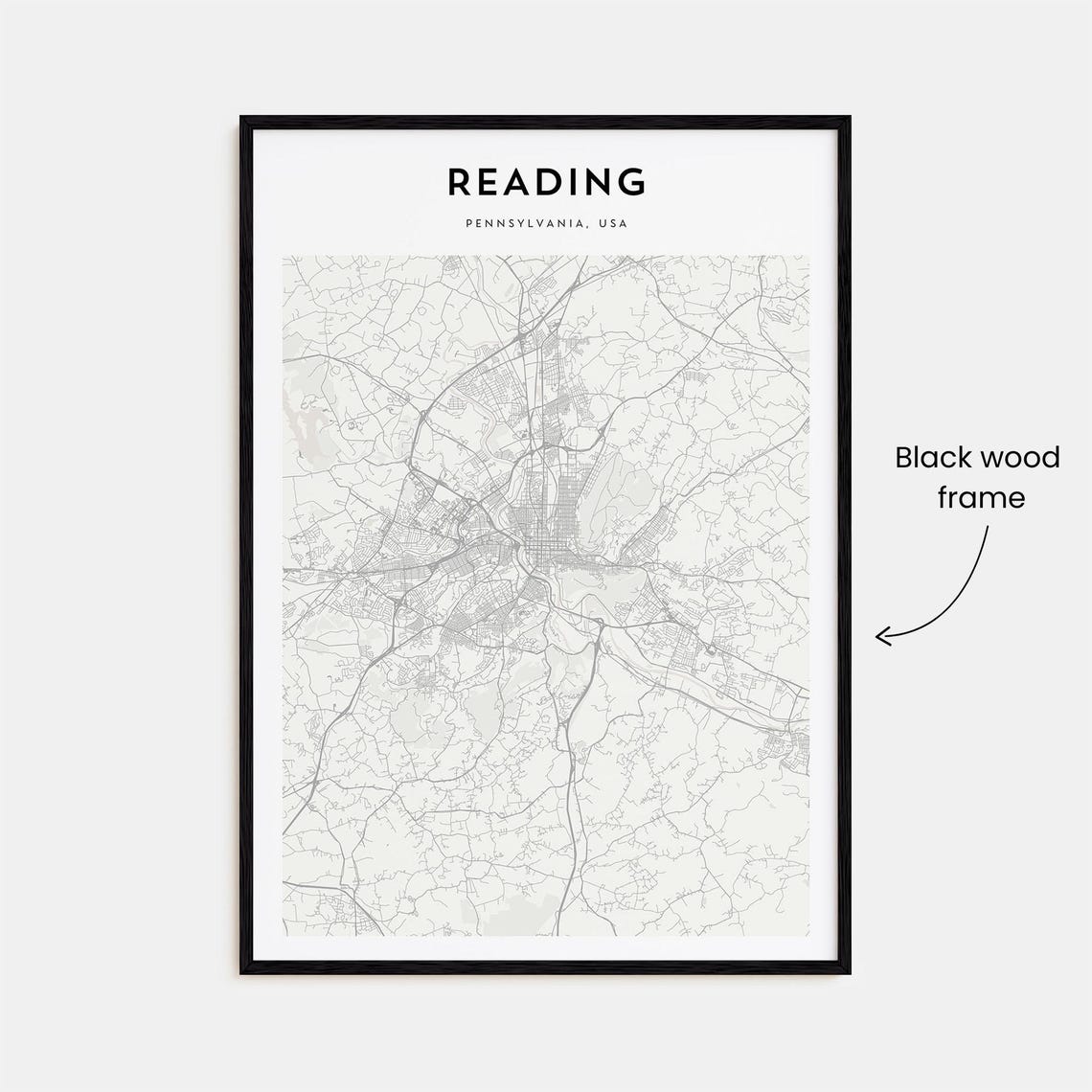 Reading Pennsylvania USA Minimalist Street City Map Decor Art Poster - Image 3