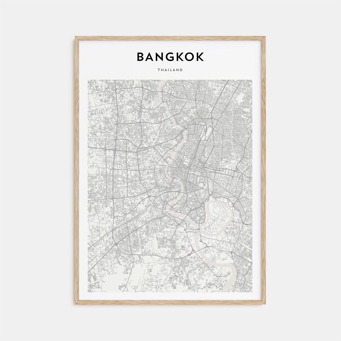Bangkok Thailand Minimalist Street Map City Decor Line Art Poster