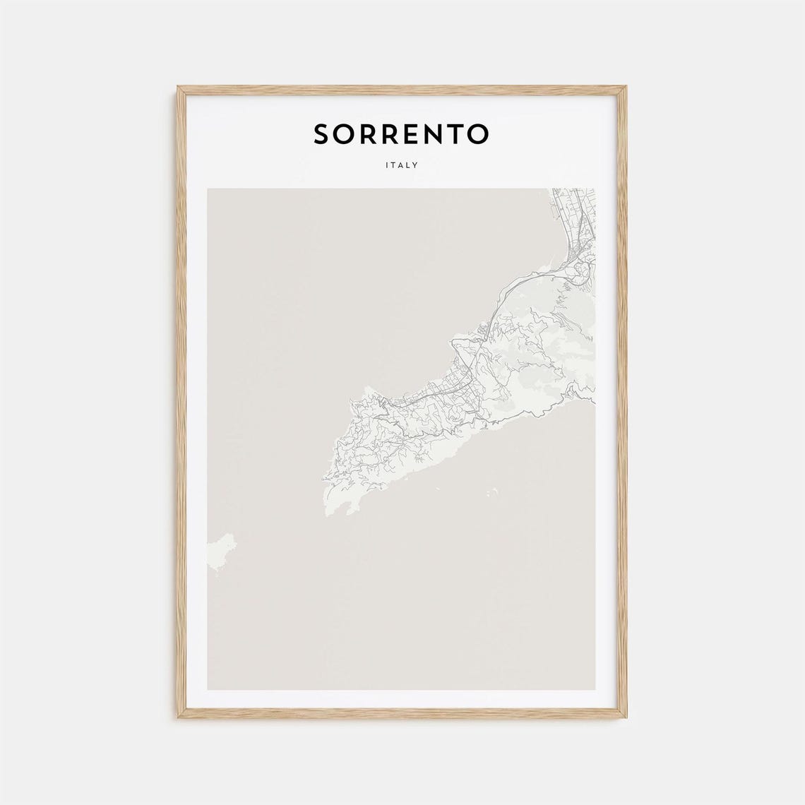Sorrento Italy Coastal Street Map Poster Minimalist Modern Decor