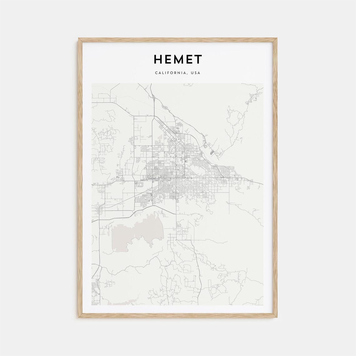 Hemet California USA Minimalist Beige City Map Home Decor Poster