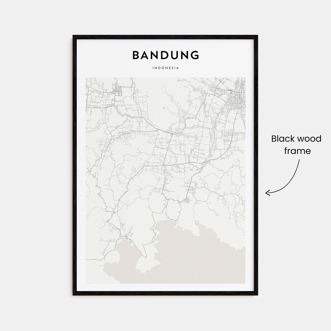 Bandung Indonesia Minimalist City Street Map Beige Travel Poster - Image 3